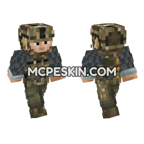 Private Military Operator Minecraft Bedrock skin, front and back