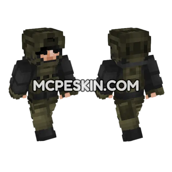 Private Military Operator Minecraft Bedrock skin, front and back