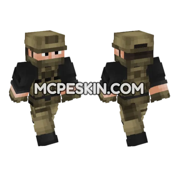 Private Military Operator Minecraft Bedrock skin, front and back