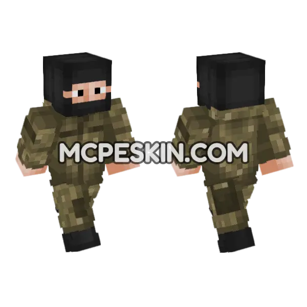 Private Military Operator Minecraft Bedrock skin, front and back