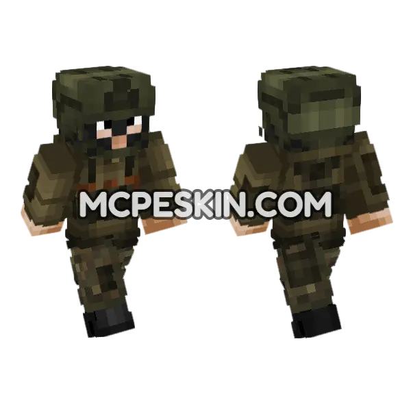 Private Military Operator V18 Minecraft Bedrock skin, front and back