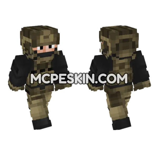 Private Military Operator V2 Minecraft Bedrock skin, front and back