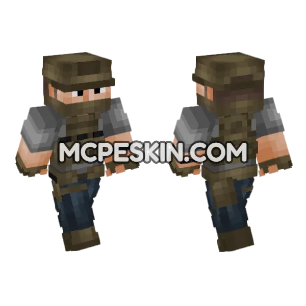 Private Military Operator V7 Minecraft Bedrock skin, front and back