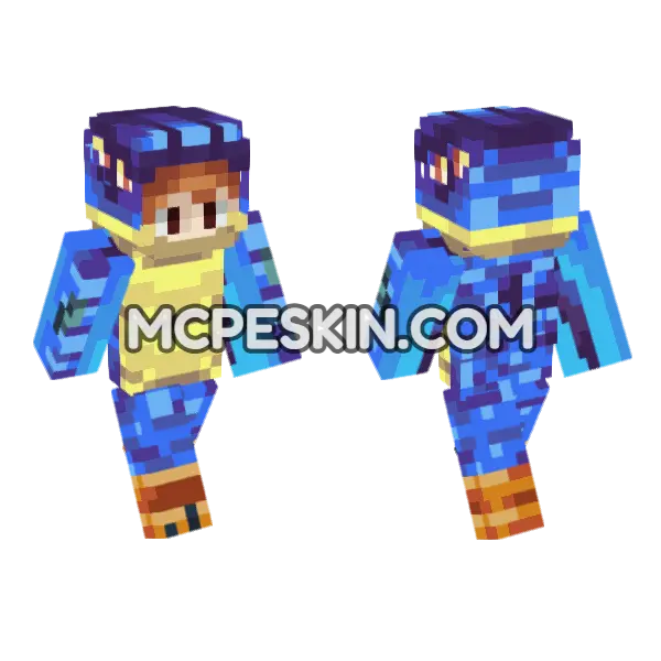 Pteryx Blue Outfit Minecraft Bedrock skin, front and back