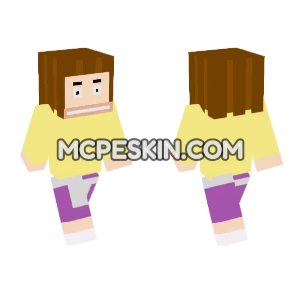 Purple And Yellow Outfit Minecraft Bedrock skin, front and back
