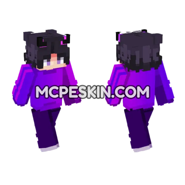 Purple Boy Minecraft Bedrock skin, front and back