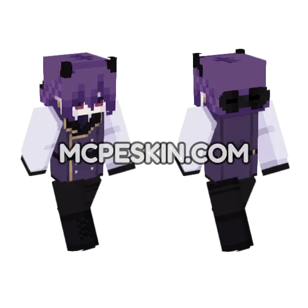 Purple Demon Outfit Minecraft Bedrock skin, front and back