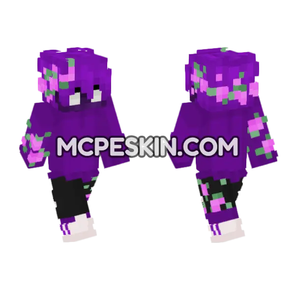 Purple Floral Skin Minecraft Bedrock skin, front and back