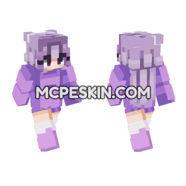 Purple Girl Minecraft Bedrock skin, front and back