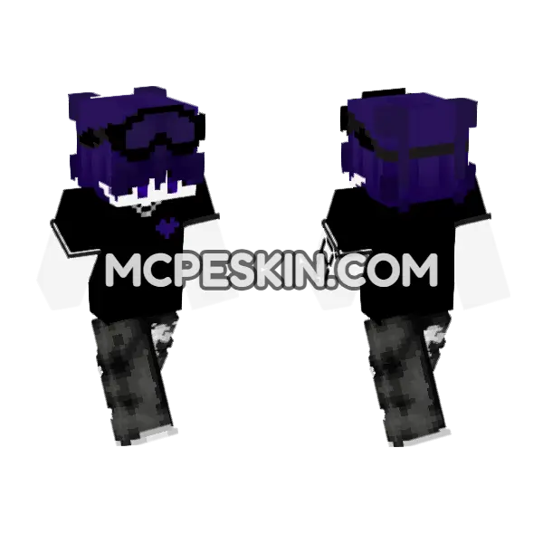 Purple Gothic Robes Minecraft Bedrock skin, front and back