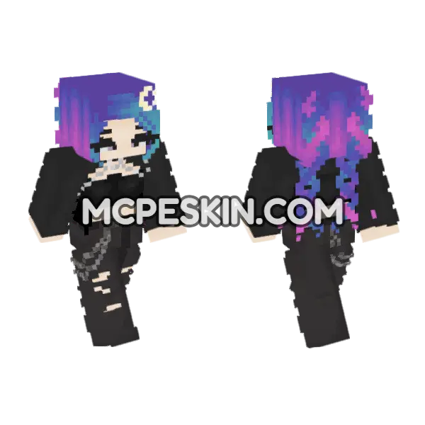 Purple Gradient Hair, front and back