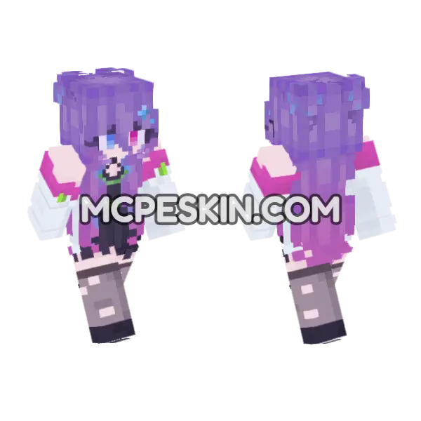Purple Hair Casual Outfit, front and back