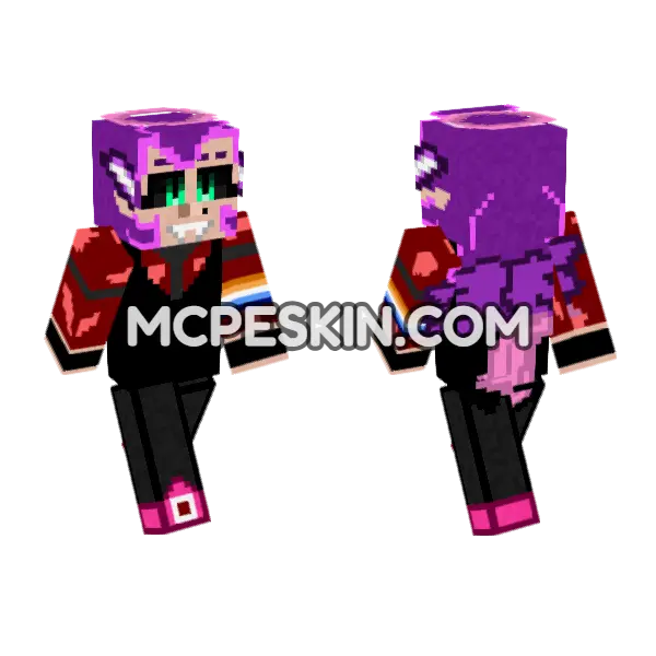 Purple Hair Girl Outfit, front and back