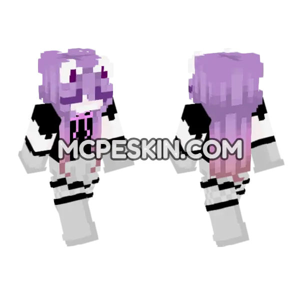 Purple Haired Girl Minecraft Bedrock skin, front and back