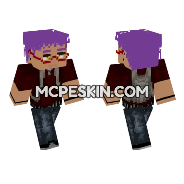 Purple Haired Noble Minecraft Bedrock skin, front and back