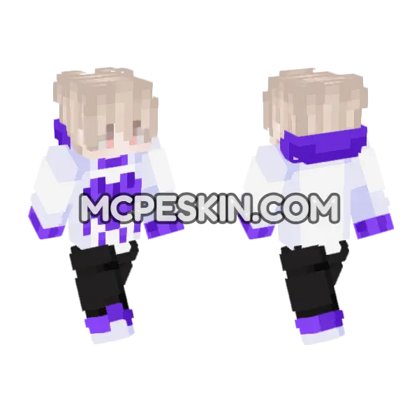 Purple Heart Hoodie Skin Minecraft Bedrock skin, front and back