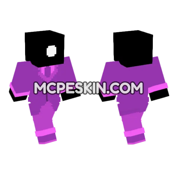 Purple Hippo Hat Minecraft Bedrock skin, front and back