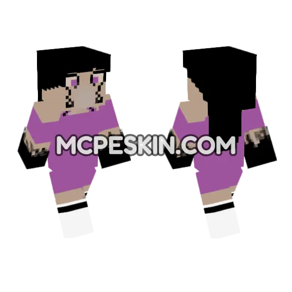 Purple Hoodie Character Minecraft Bedrock skin, front and back