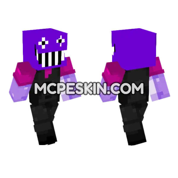Purple Jester Outfit Minecraft Bedrock skin, front and back