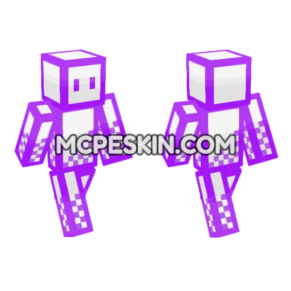 Purple Neon White Minecraft Bedrock skin, front and back