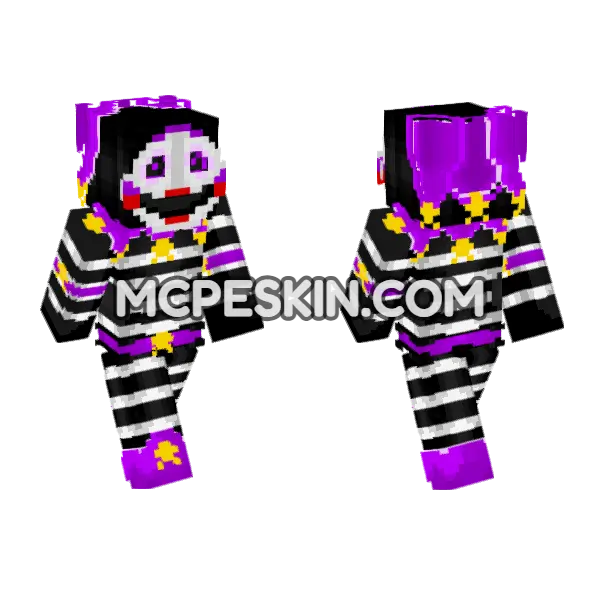 Purple Puppet Marionette Minecraft Bedrock skin, front and back