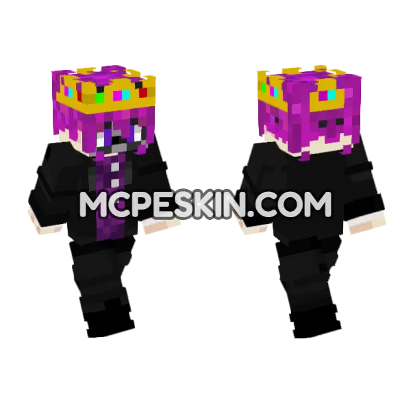 Purple Royal Outfit Minecraft Bedrock skin, front and back
