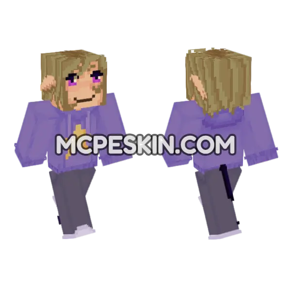 Purple Star Hoodie Girl, front and back