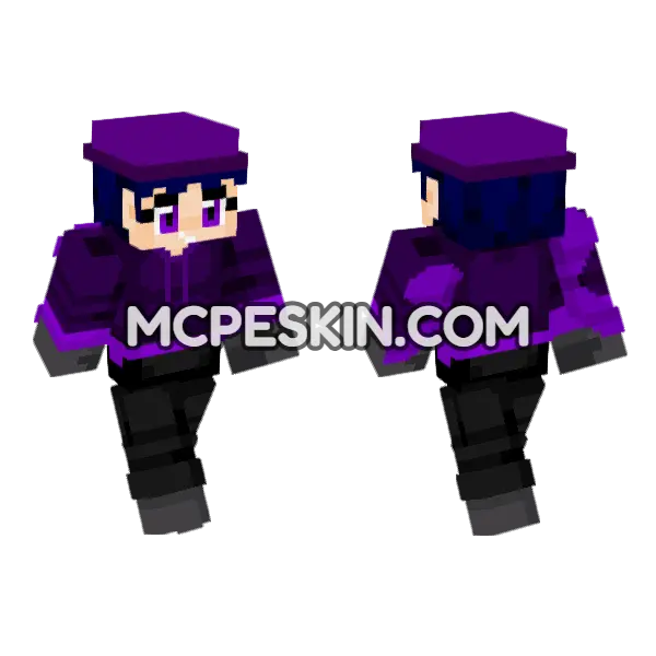 Purple Witch Hat Minecraft Bedrock skin, front and back