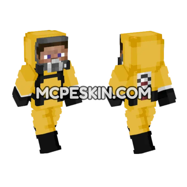 Radiation Suit Steve Minecraft Bedrock skin, front and back