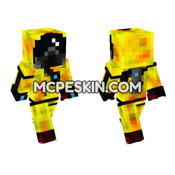Radioactive Hazard Suit Minecraft Bedrock skin, front and back