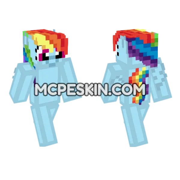 Rainbow Dash Minecraft Bedrock skin, front and back