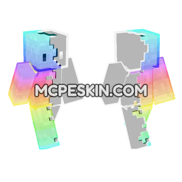 Rainbow Gradient Skin Minecraft Bedrock skin, front and back