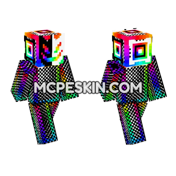 Rainbow Infinite Minecraft Bedrock skin, front and back