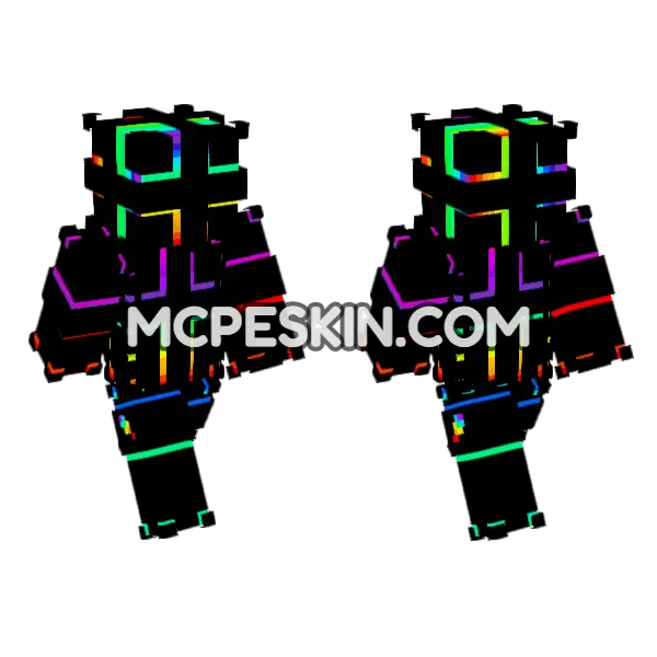 Rainbow Pixel Suit, front and back