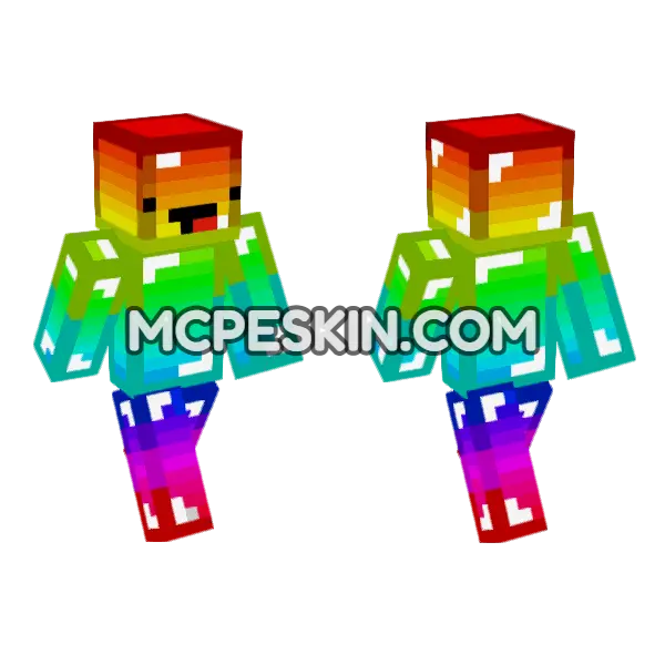 Rainbow Speky Minecraft Bedrock skin, front and back