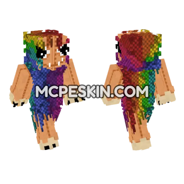 Rainbow Yarnaby Minecraft Bedrock skin, front and back