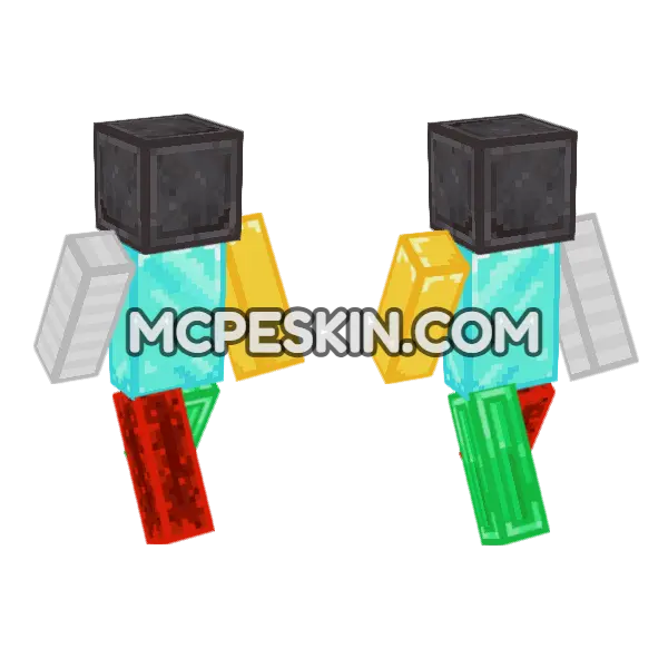 Rare Block Outfit Minecraft Bedrock skin, front and back