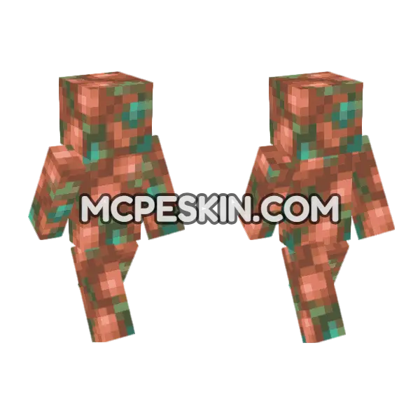 Raw Copper Skin Minecraft Bedrock skin, front and back