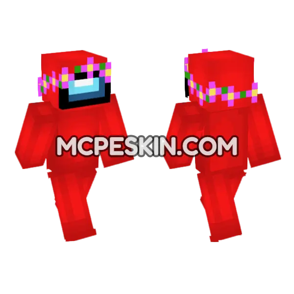 Red Among Us Skin Minecraft Bedrock skin, front and back