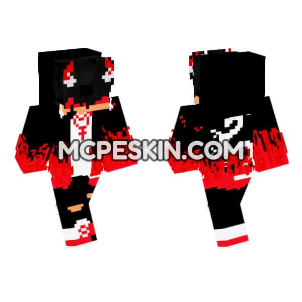 Red and Black Dragon Outfit, front and back