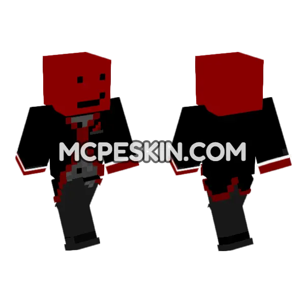Red And Black Outfit Minecraft Bedrock skin, front and back