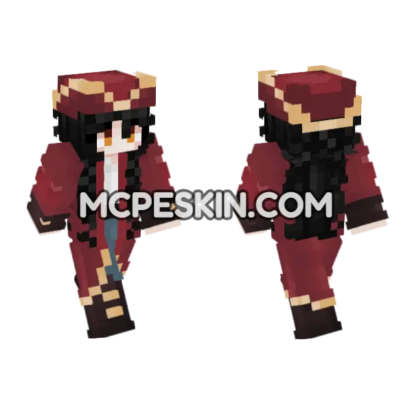Red And Black Outfit Minecraft Bedrock skin, front and back