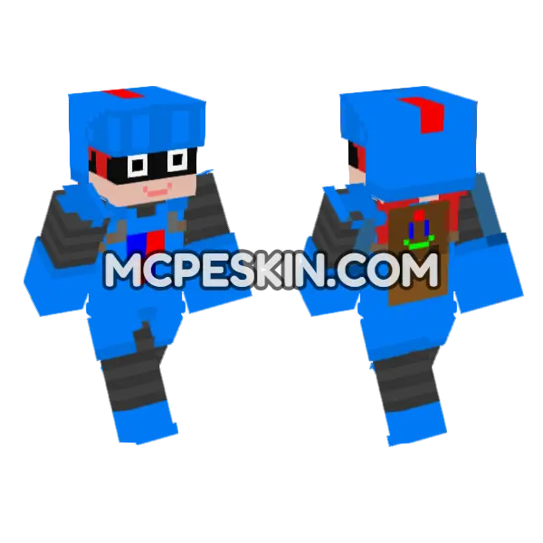 Red and Blue Masked Figure, front and back