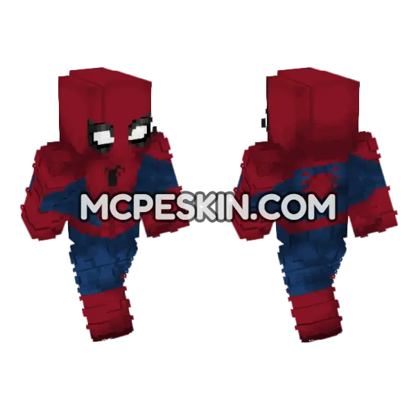 Red And Blue Spider Suit Minecraft Bedrock skin, front and back