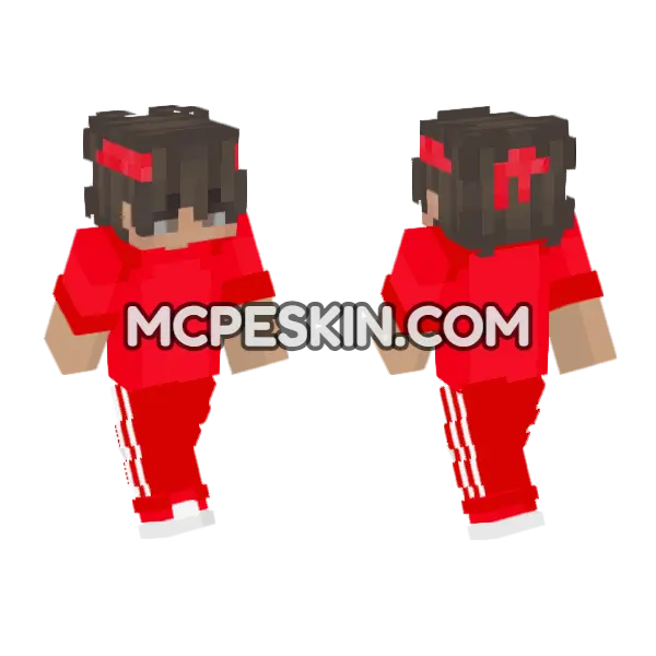 Red And White Outfit Minecraft Bedrock skin, front and back