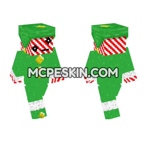 Red and White Striped Hat Minecraft Bedrock skin, front and back
