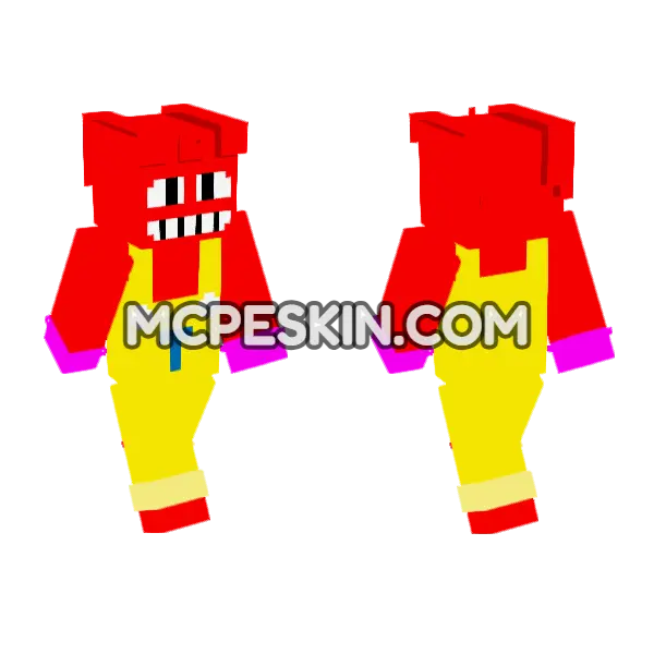 Red and Yellow Cartoon Character, front and back
