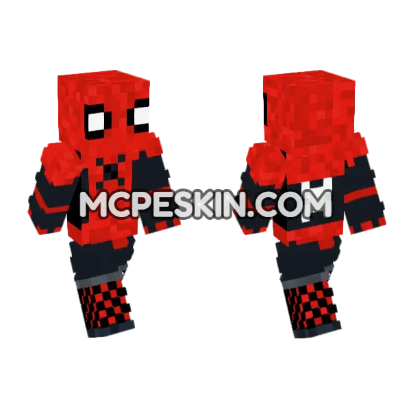 Red Black Hero Minecraft Bedrock skin, front and back