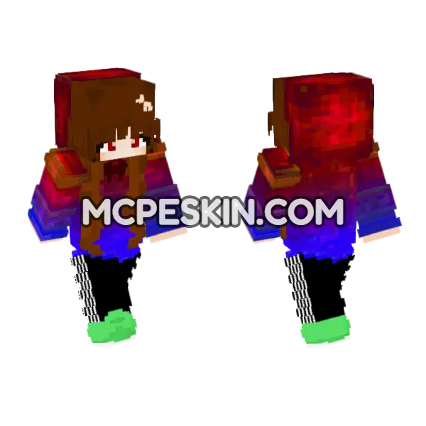 Red Blue Minecraft Bedrock skin, front and back