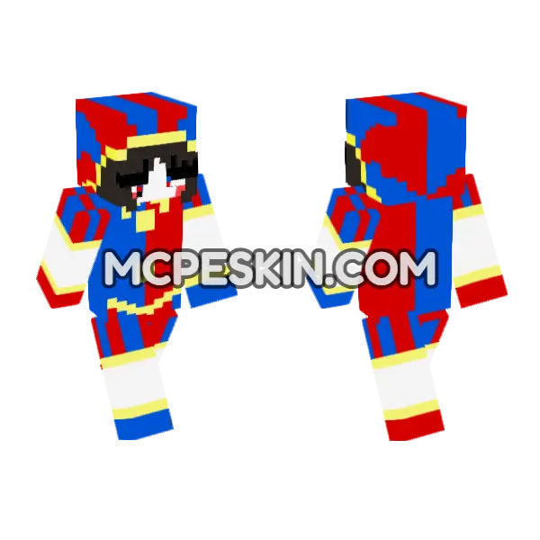 Red Blue Jester Outfit, front and back